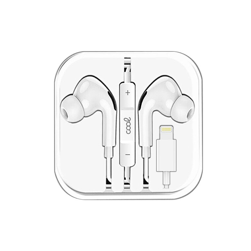Auscultadores estéreo COOL brancos com micro para iPhone - Elásticos IN-EAR (Bluetooth Lightning)