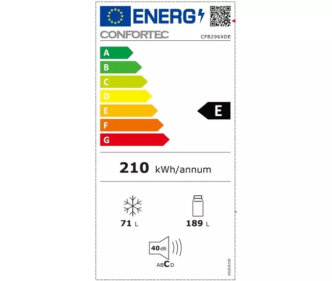 Frigorífico Combinado Confortec CFB296XDE IX | 260 L | E | Inox