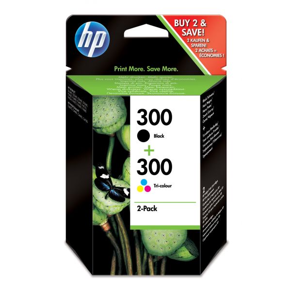 HP 300 Black/Tricolor  - Pack 2